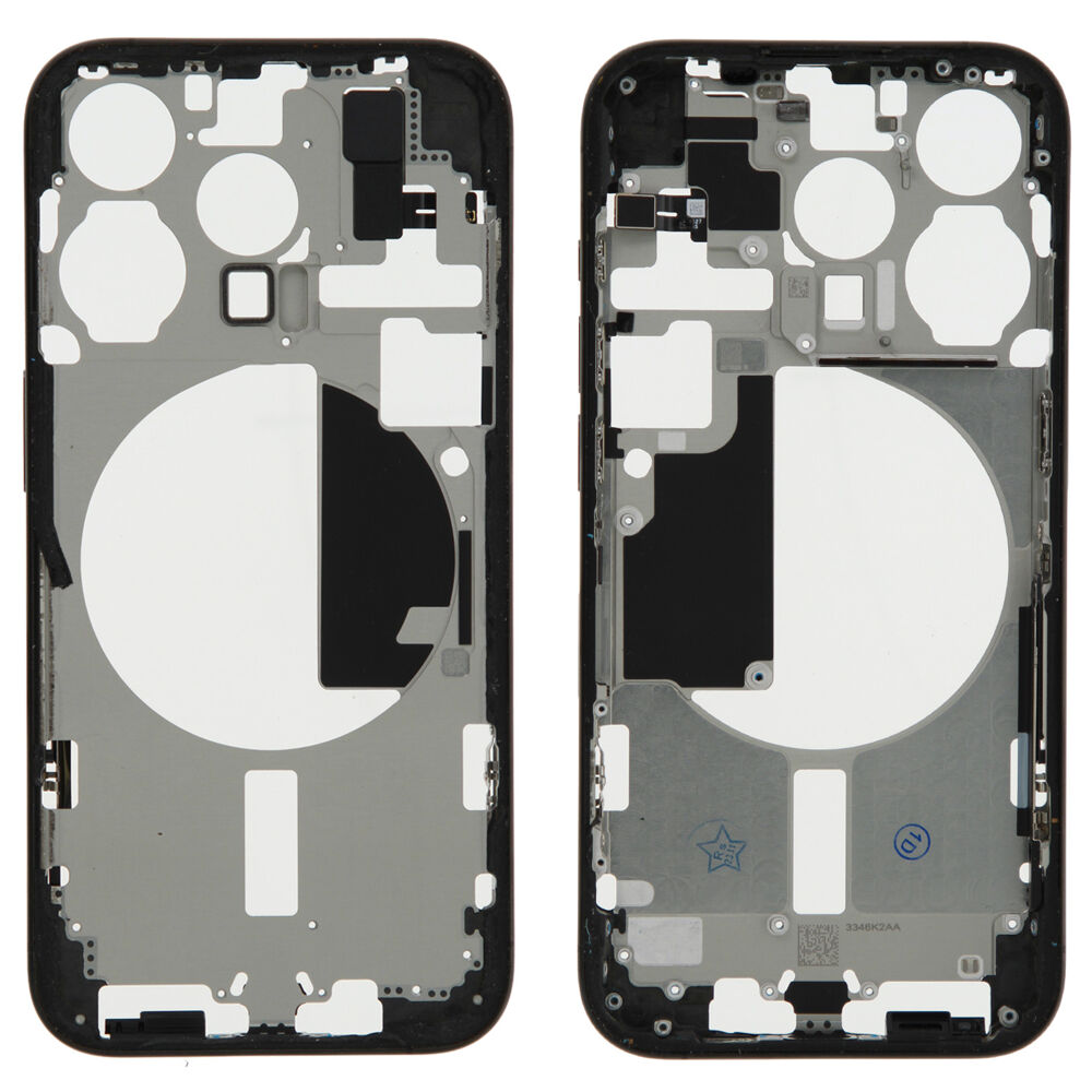 Middle Frame (Pulled A) excl. small parts - Black, For iPhone 15 Pro
