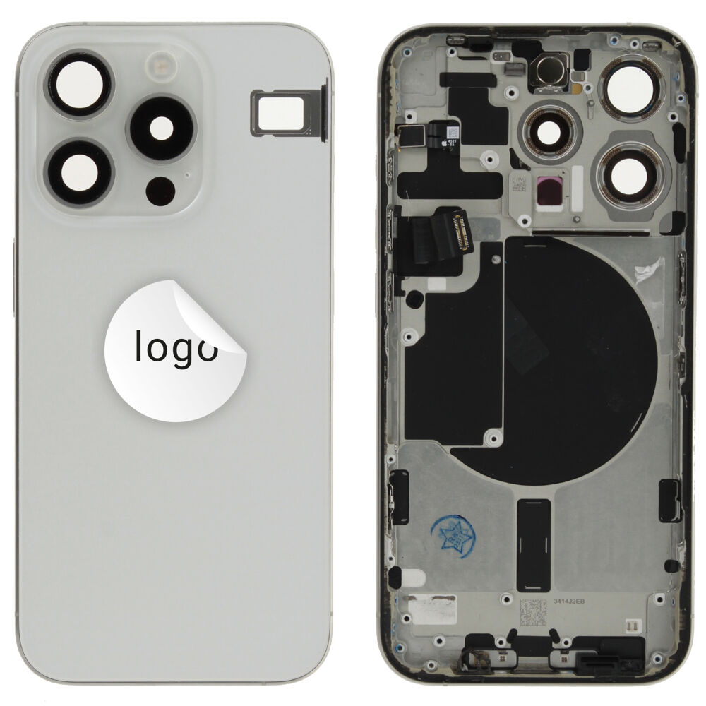 Rear Cover (Pulled A) excl. small parts - White, For iPhone 15 Pro