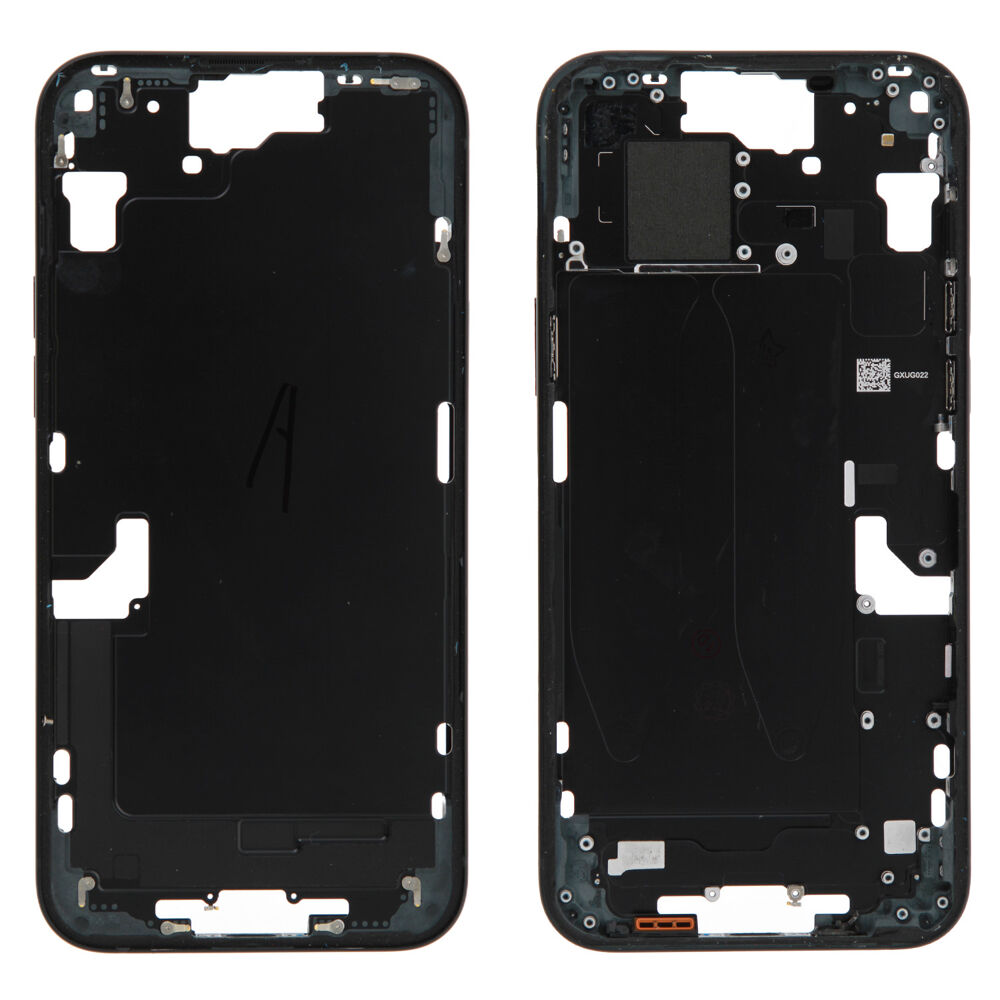 Middle Frame (Pulled A) excl. small parts - Black, For iPhone 15 Plus
