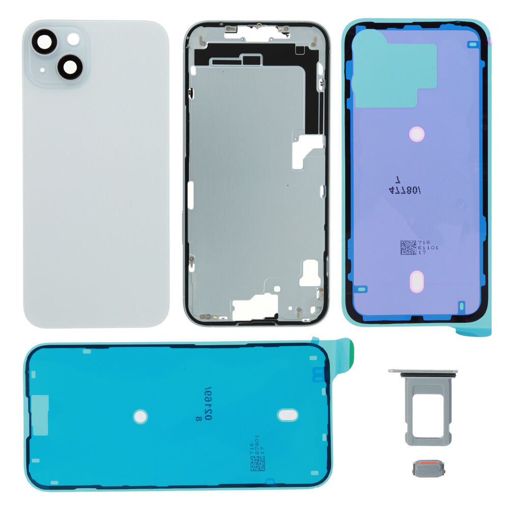 Rear Cover kit (excl. Logo) - Blue, For iPhone 15 Plus