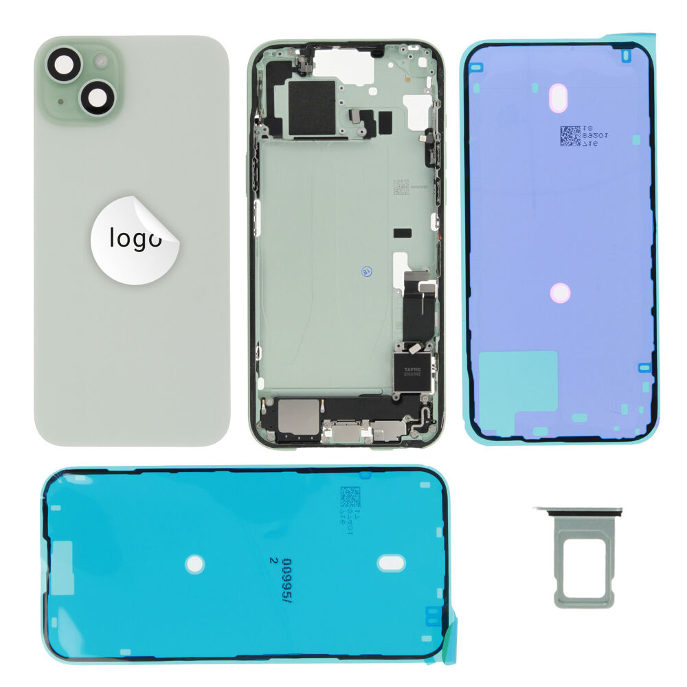 Rear Cover (Pulled A) incl. small parts - Green, For iPhone 15 Plus
