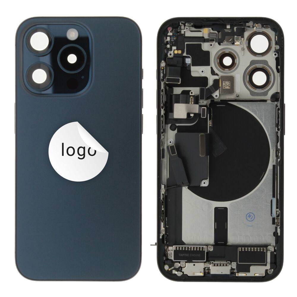 Rear Cover (Pulled A) incl. small parts - Blue, For iPhone 15 Pro Max