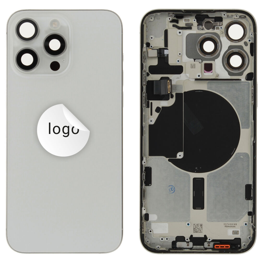 Rear Cover (Pulled A) excl. small parts - White, For iPhone 15 Pro Max
