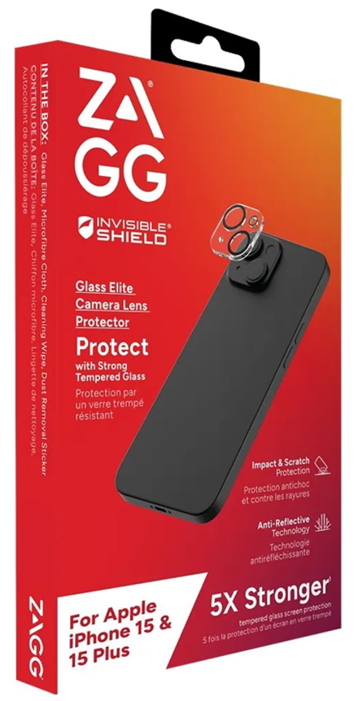 ZAGG/InvisibleShield Camera Lens Protection Glass Elite, for iPhone 15 / iPhone 15 Plus