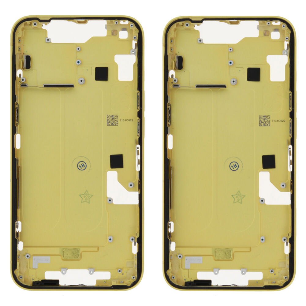 Middle Frame (Pulled A) excl. small parts - Yellow, For iPhone 14