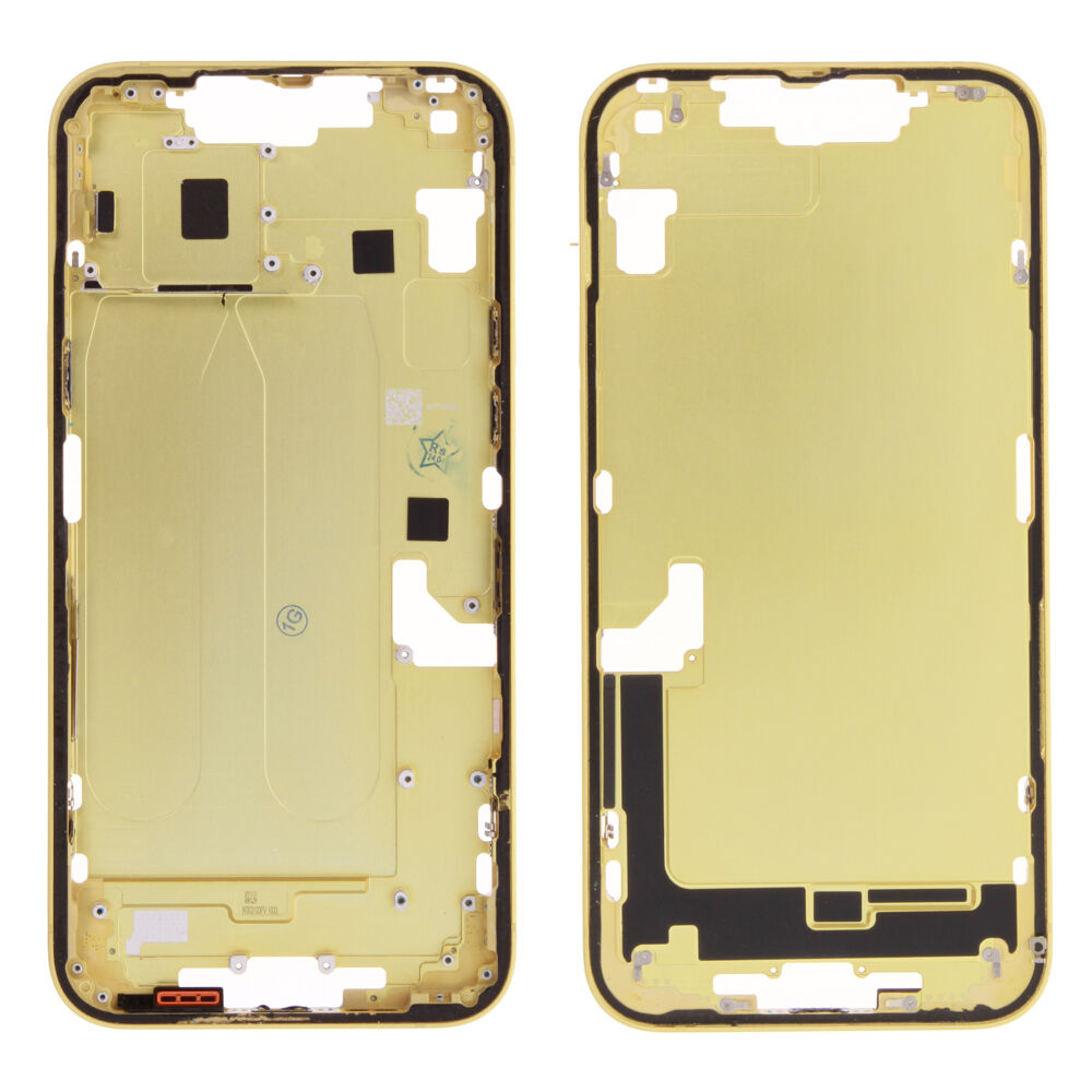 Middle Frame (Pulled A) excl. small parts - Yellow, For iPhone 14 Plus