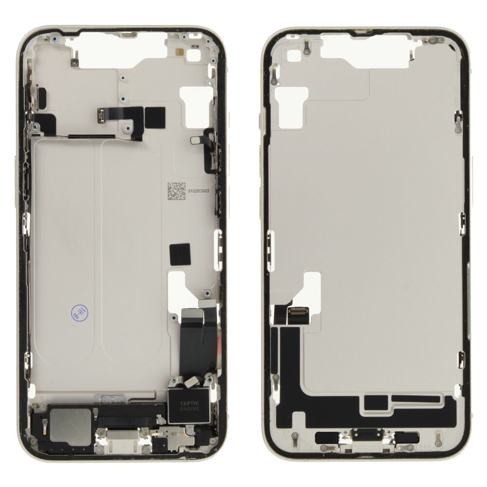 Middle Frame (Pulled A) incl. small parts - White, For iPhone 14