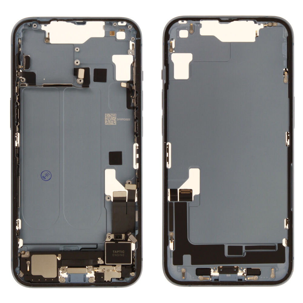 Middle Frame (Pulled A) incl. small parts - Blue, For iPhone 14