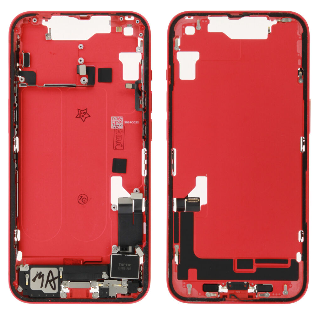 Middle Frame (Pulled A) incl. small parts - Red, For iPhone 14