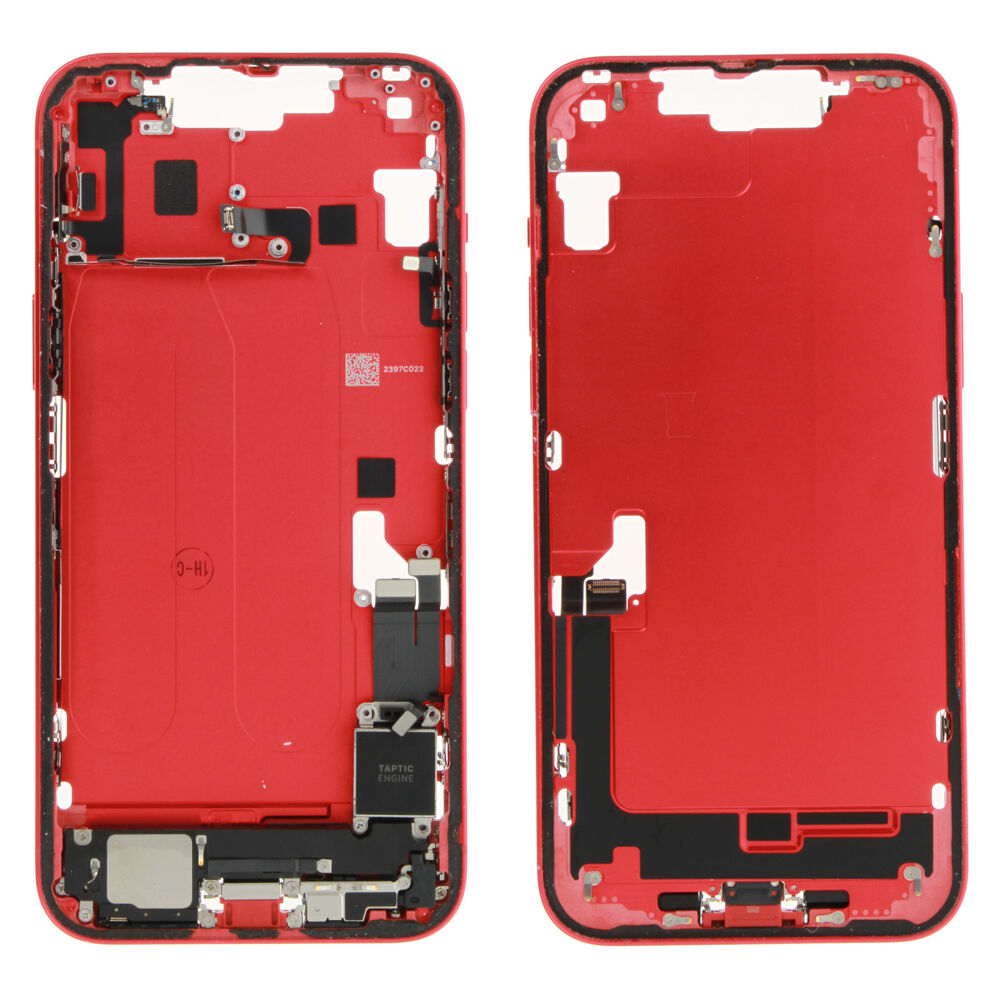 Middle Frame (Pulled A) incl. small parts - Red, For iPhone 14 Plus