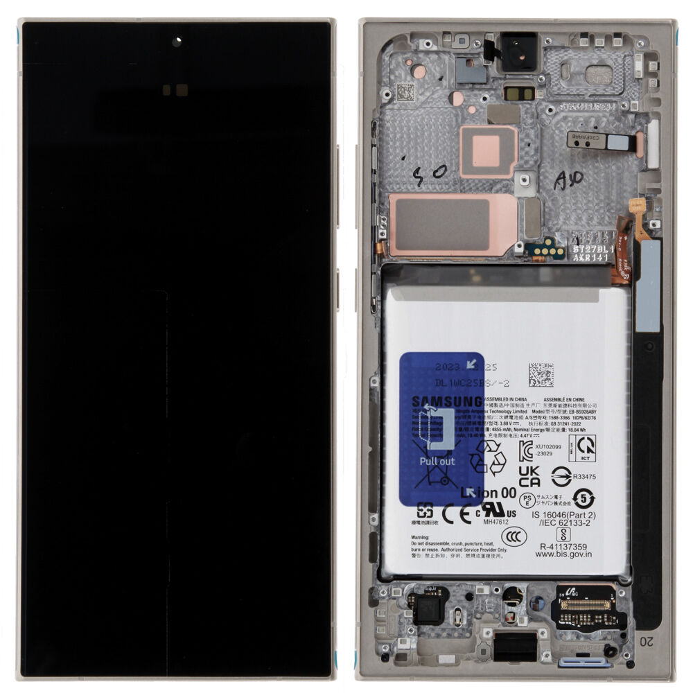 Módulo Pantalla Display incl. battery (Original) - Titanium Gray, Samsung Galaxy S24 Ultra; SM-S928B Original Service Pack GH82-33398A