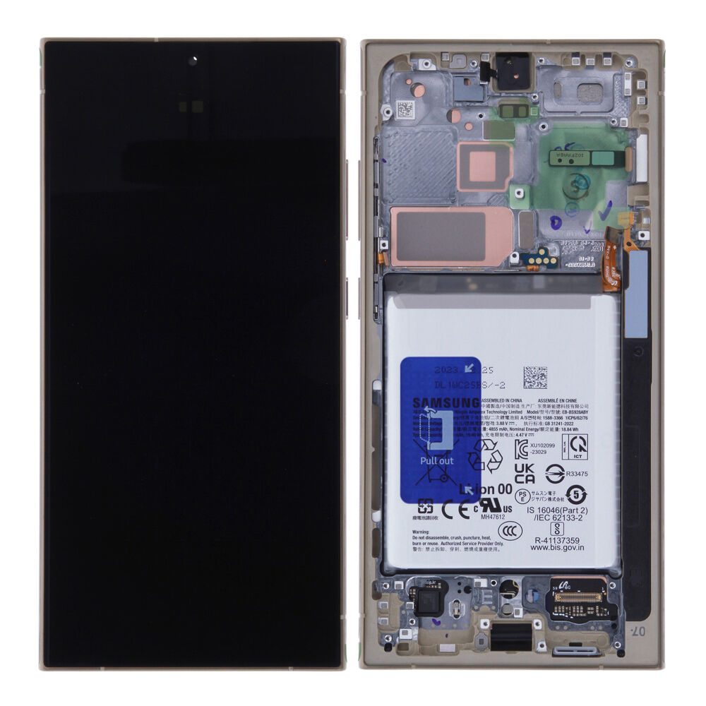 Módulo Pantalla Display incl. battery (Original) - Titanium Yellow, Samsung Galaxy S24 Ultra; SM-S928 Original Service Pack GH82-33398C