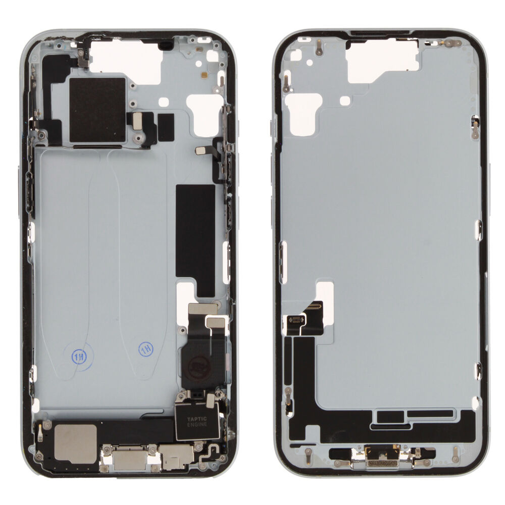 Middle Frame (Pulled A) incl. small parts - Blue, For iPhone 15