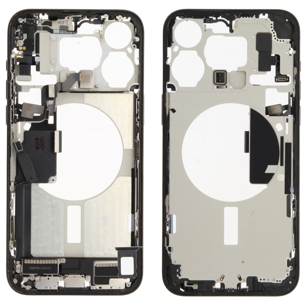 Middle Frame (Pulled A) incl. small parts - Black, For iPhone 15 Pro Max