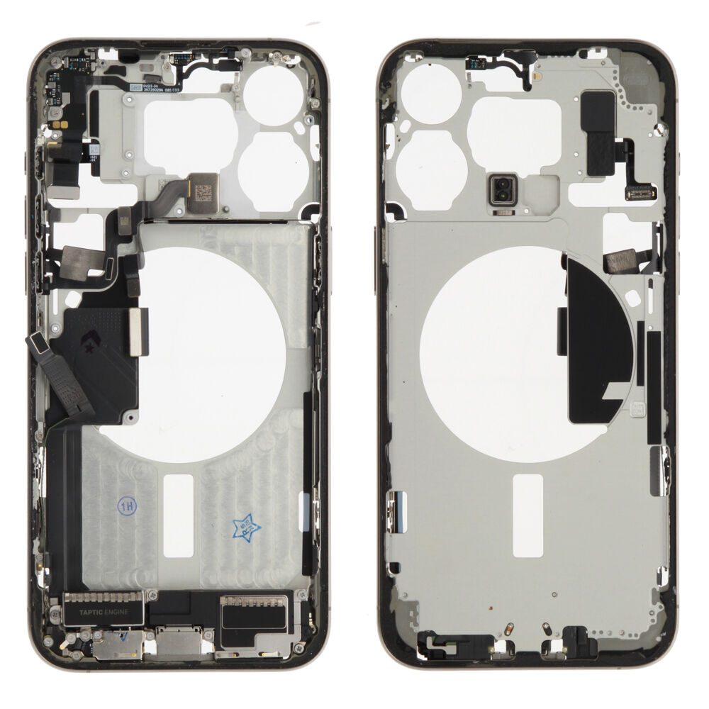 Middle Frame (Pulled A) incl. small parts - Grey, For iPhone 15 Pro Max