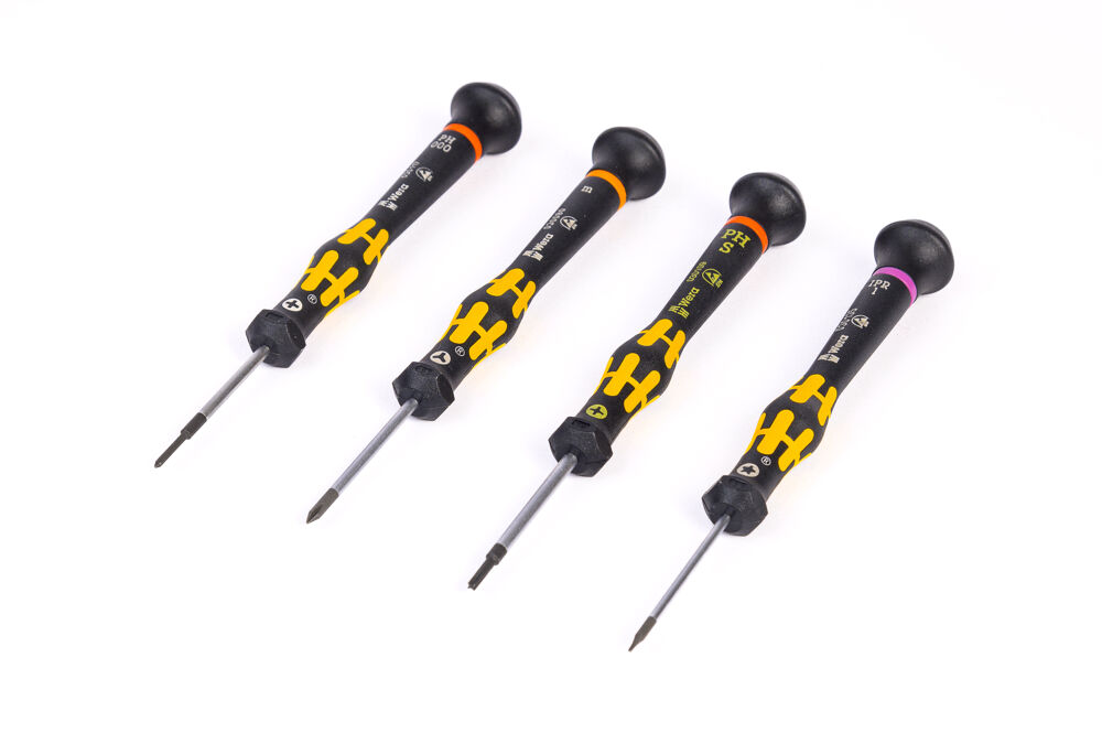 Wera Kraftform ESD screwdriver set (4 pcs) for iPhone: Pentalobe, Tri-wing, PH000X40 & Pinpoint