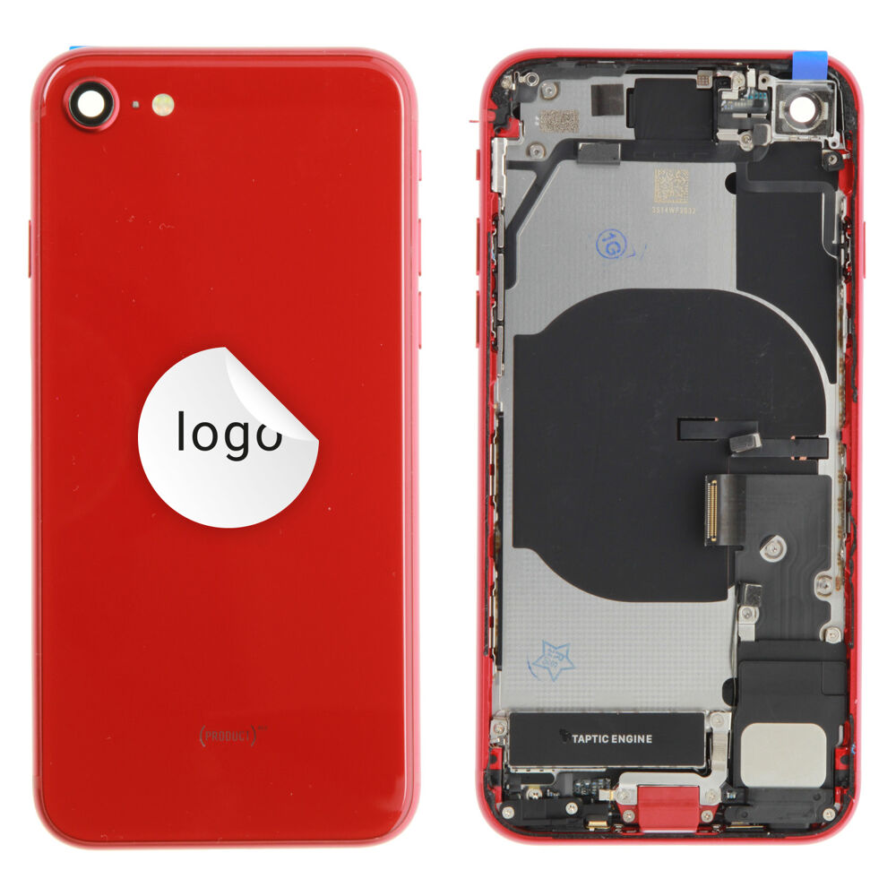 Rear Cover (Pulled A) incl. small parts - Red, For iPhone SE (2022)