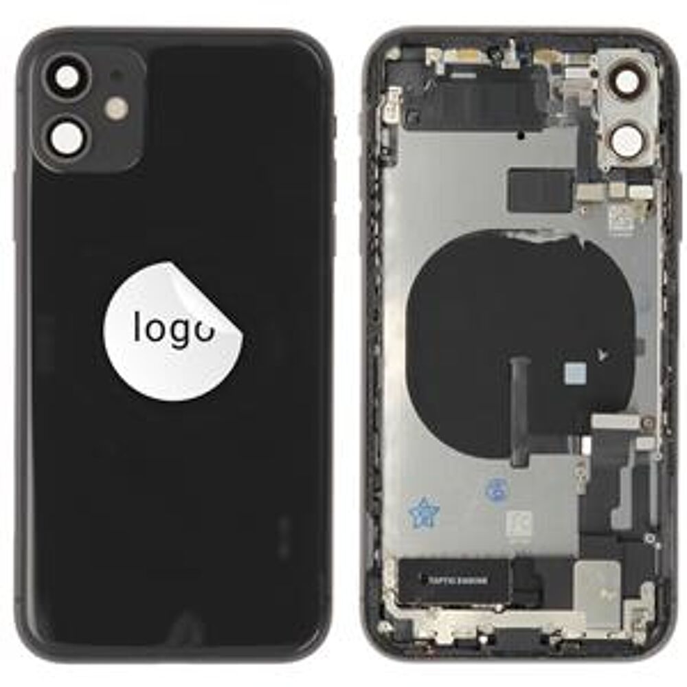 Rear Cover (Pulled C) incl. small parts - Black, For iPhone 11