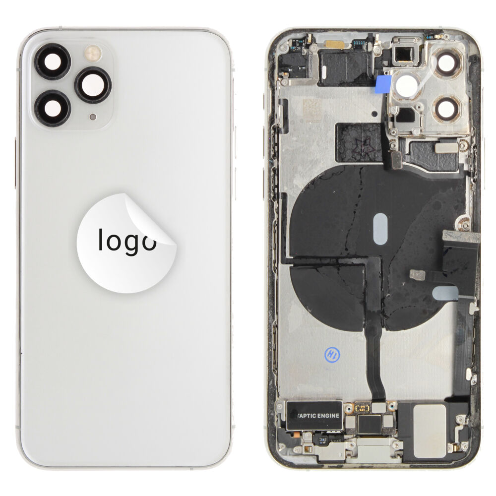 Rear Cover (Pulled B) incl. small parts - Silver, For iPhone 11 Pro