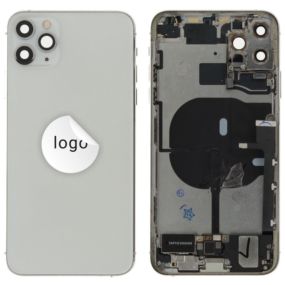 Rear Cover (Pulled C) incl. small parts - Silver, For iPhone 11 Pro Max
