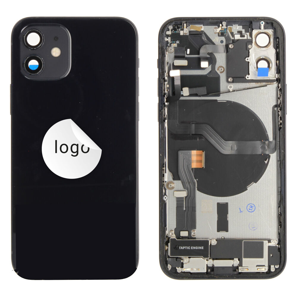 Rear Cover (Pulled B) incl. small parts - Black, For iPhone 12