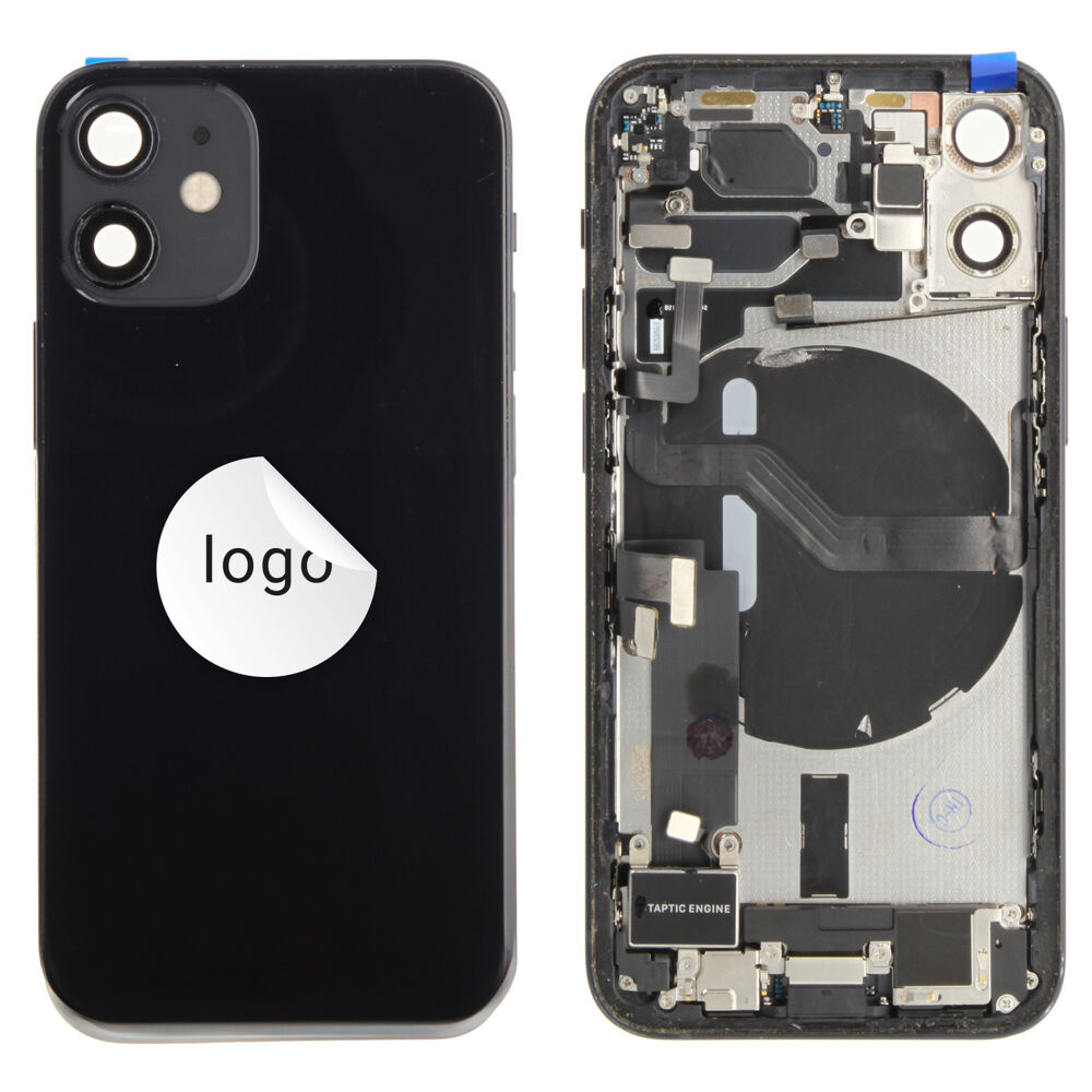 Rear Cover (Pulled B) incl. small parts - Black, For iPhone 12 mini
