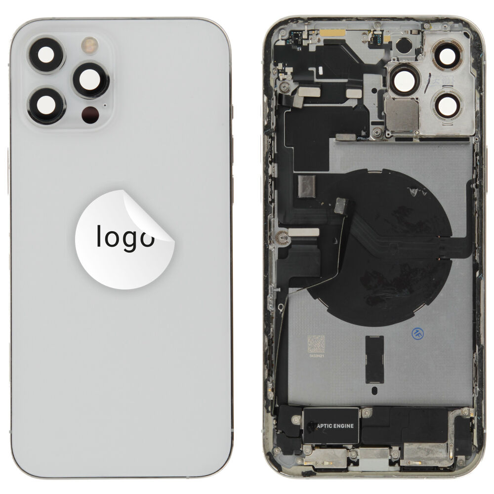 Rear Cover (Pulled C) incl. small parts - Silver, For iPhone 12 Pro Max