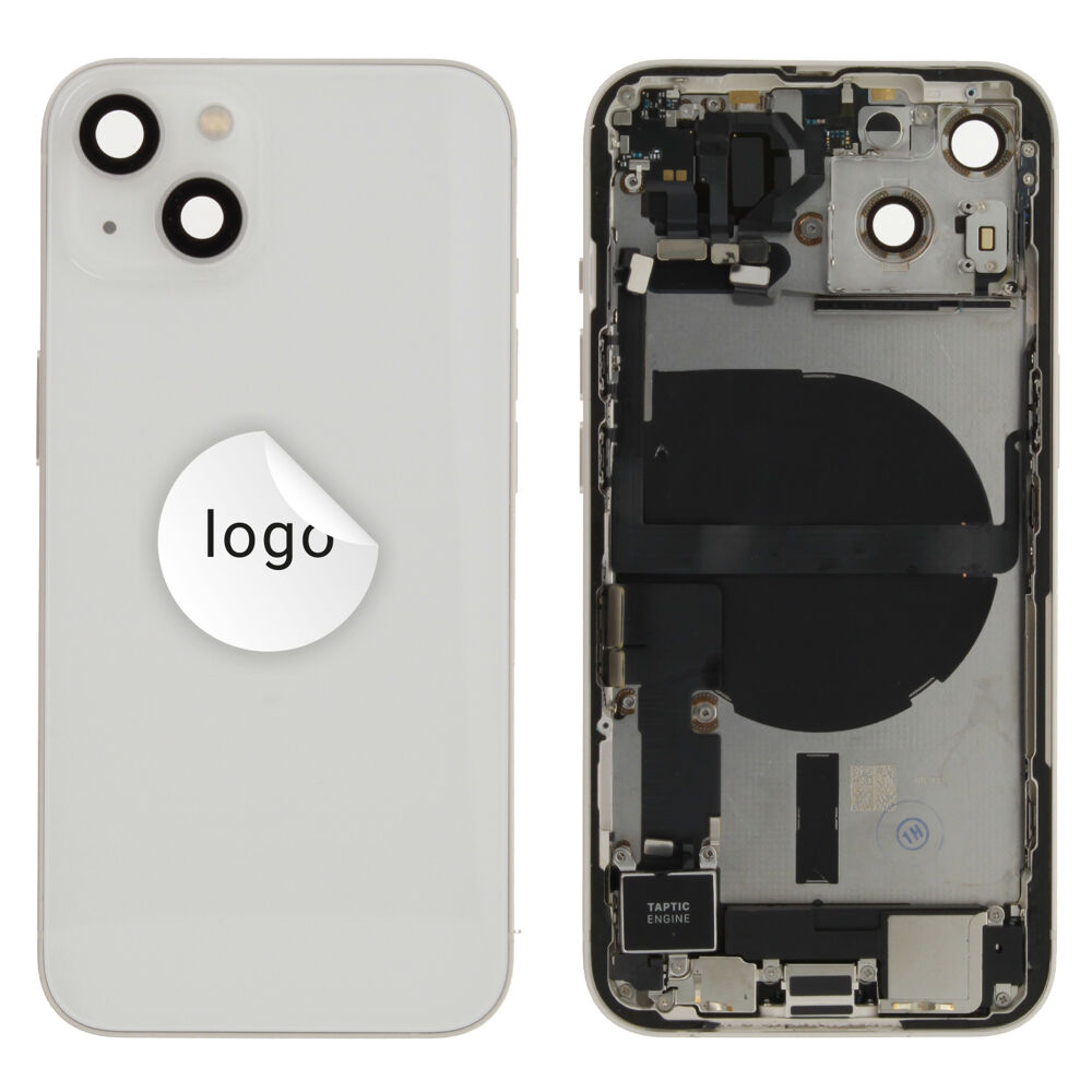 Rear Cover (Pulled C) incl. small parts - White, For iPhone 13