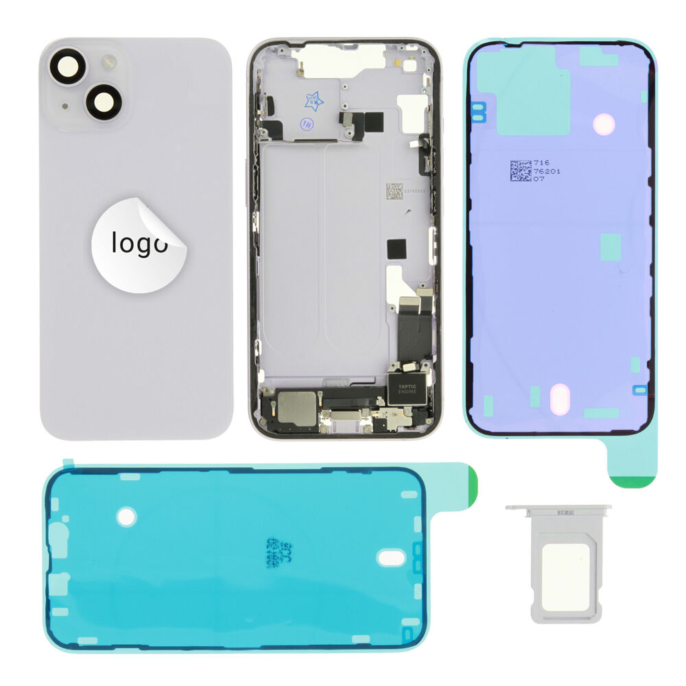 Rear Cover (Pulled B) incl. small parts - Purple, For iPhone 14