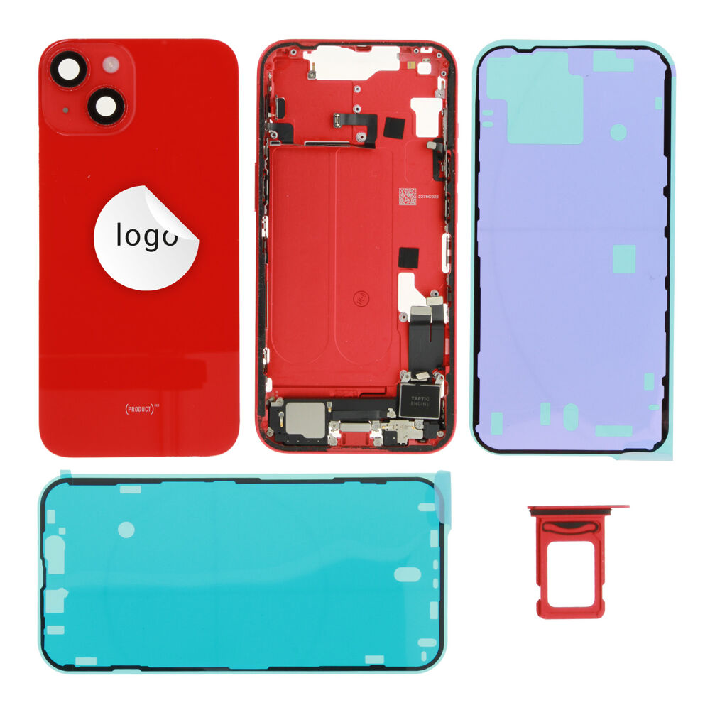 Rear Cover (Pulled B) incl. small parts - Red, For iPhone 14