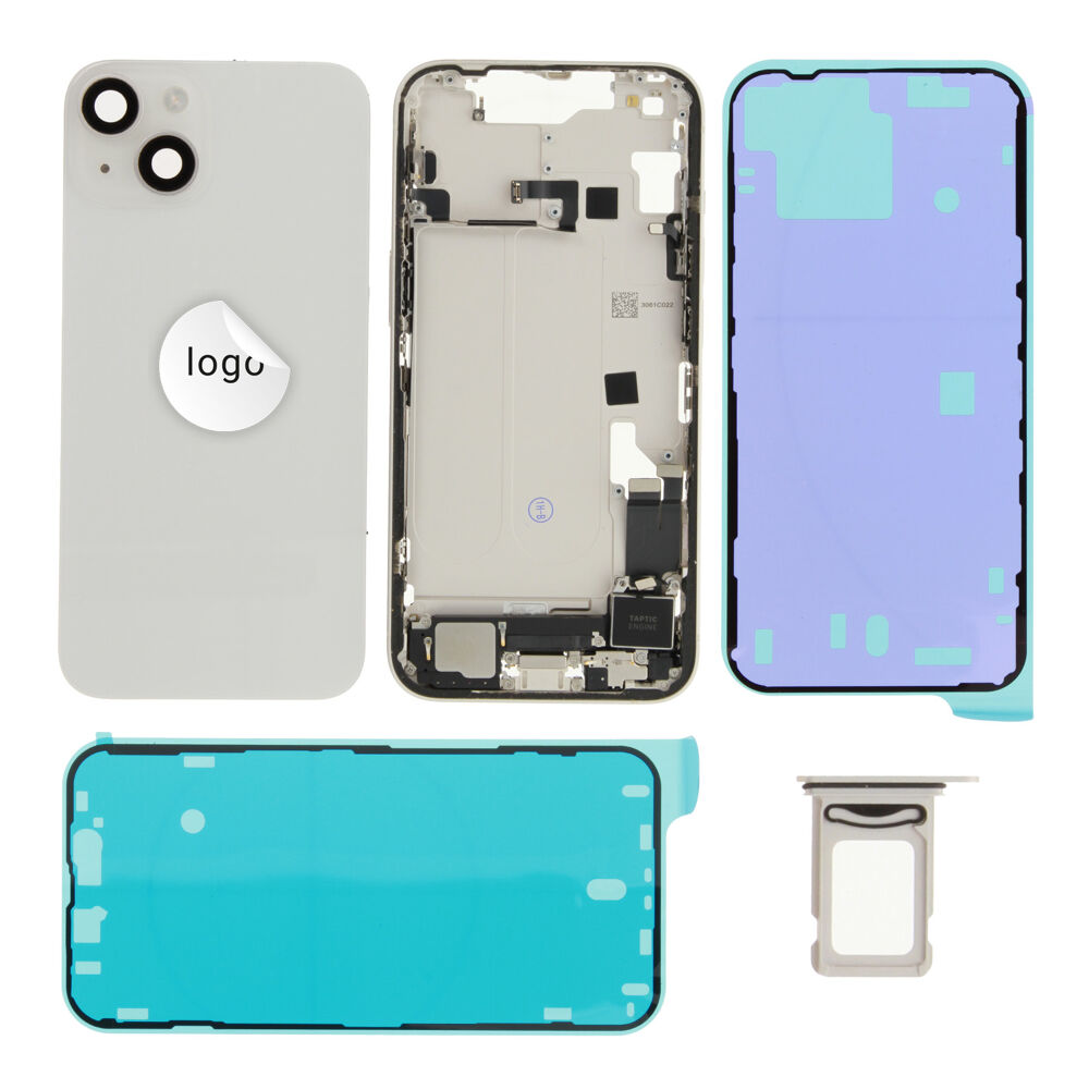 Rear Cover (Pulled C) incl. small parts - White, For iPhone 14