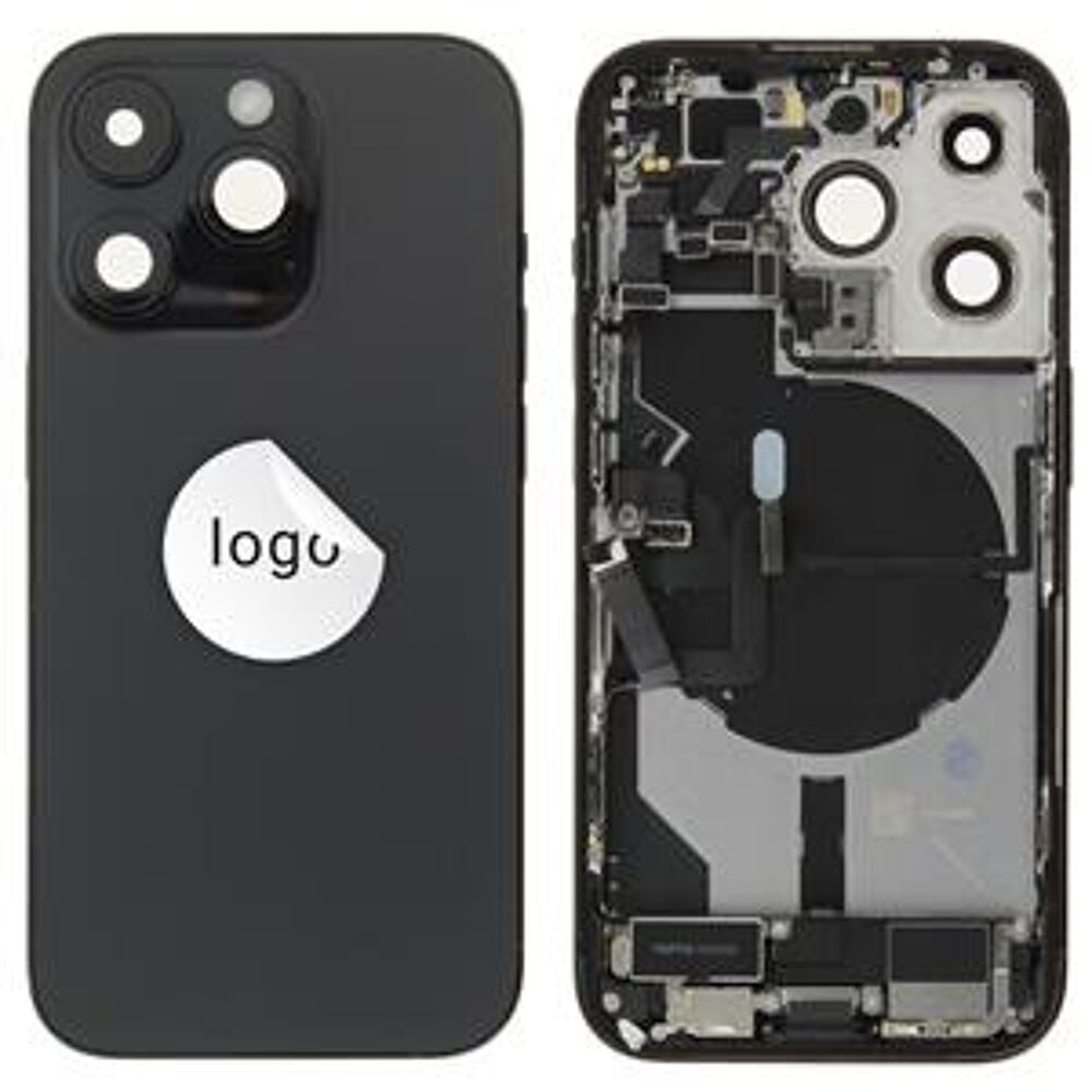 Rear Cover (Pulled B) incl. small parts - Black, For iPhone 14 Pro