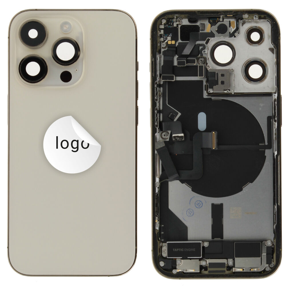 Rear Cover (Pulled B) incl. small parts - Gold, For iPhone 14 Pro