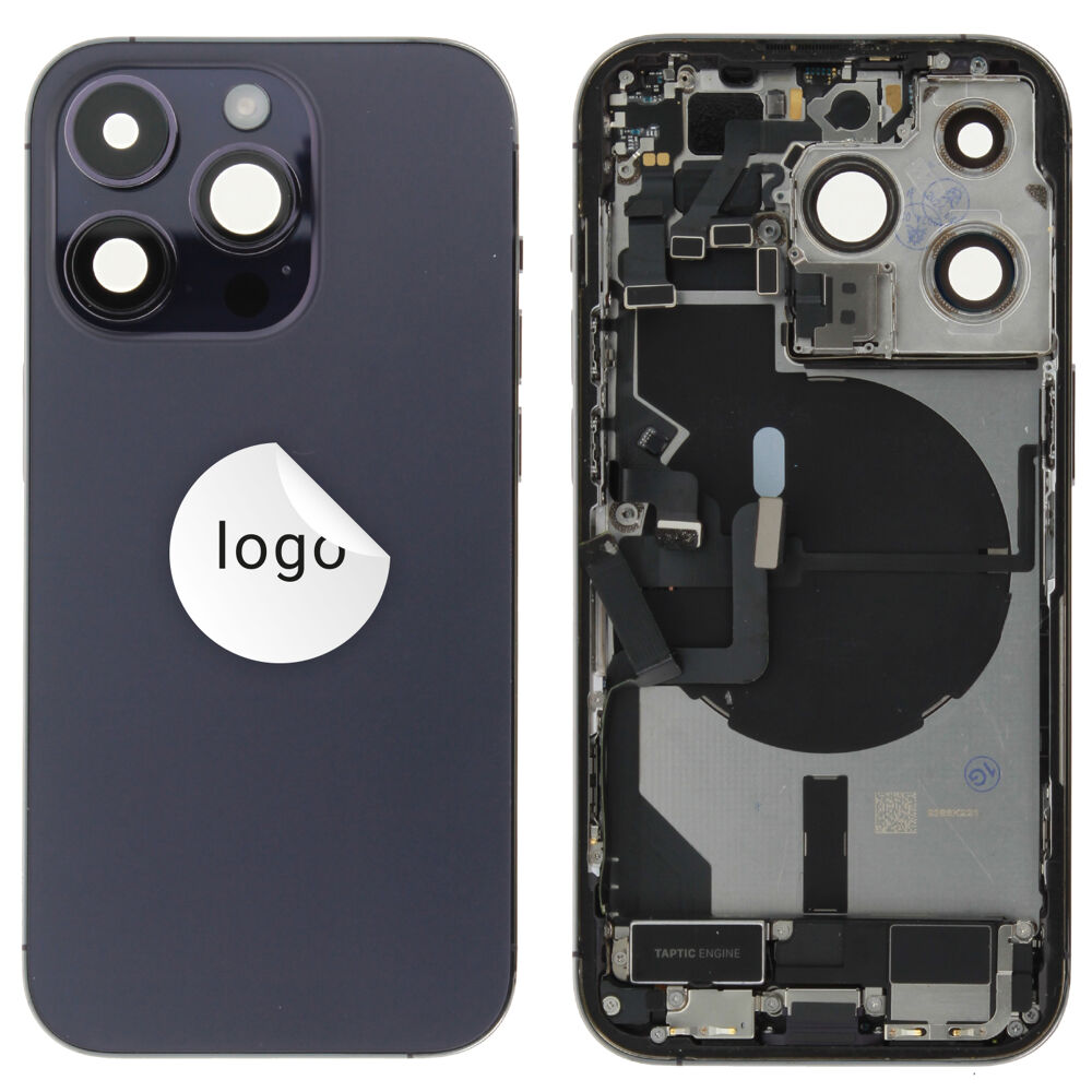 Rear Cover (Pulled C) incl. small parts - Purple, For iPhone 14 Pro