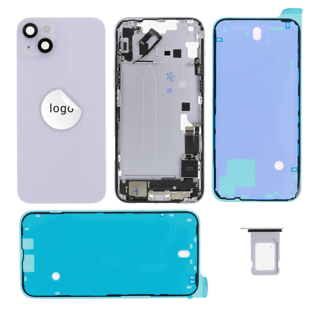 Rear Cover (Pulled B) incl. small parts - Purple, For iPhone 14 Plus