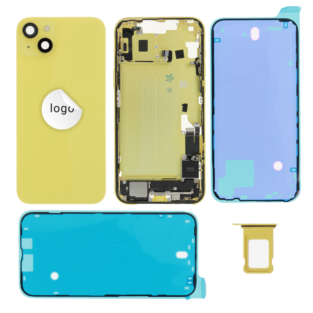 Rear Cover (Pulled B) incl. small parts - Yellow, For iPhone 14 Plus