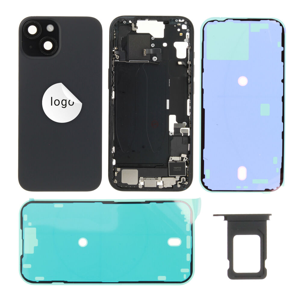 Rear Cover (Pulled C) incl. small parts - Black, For iPhone 15