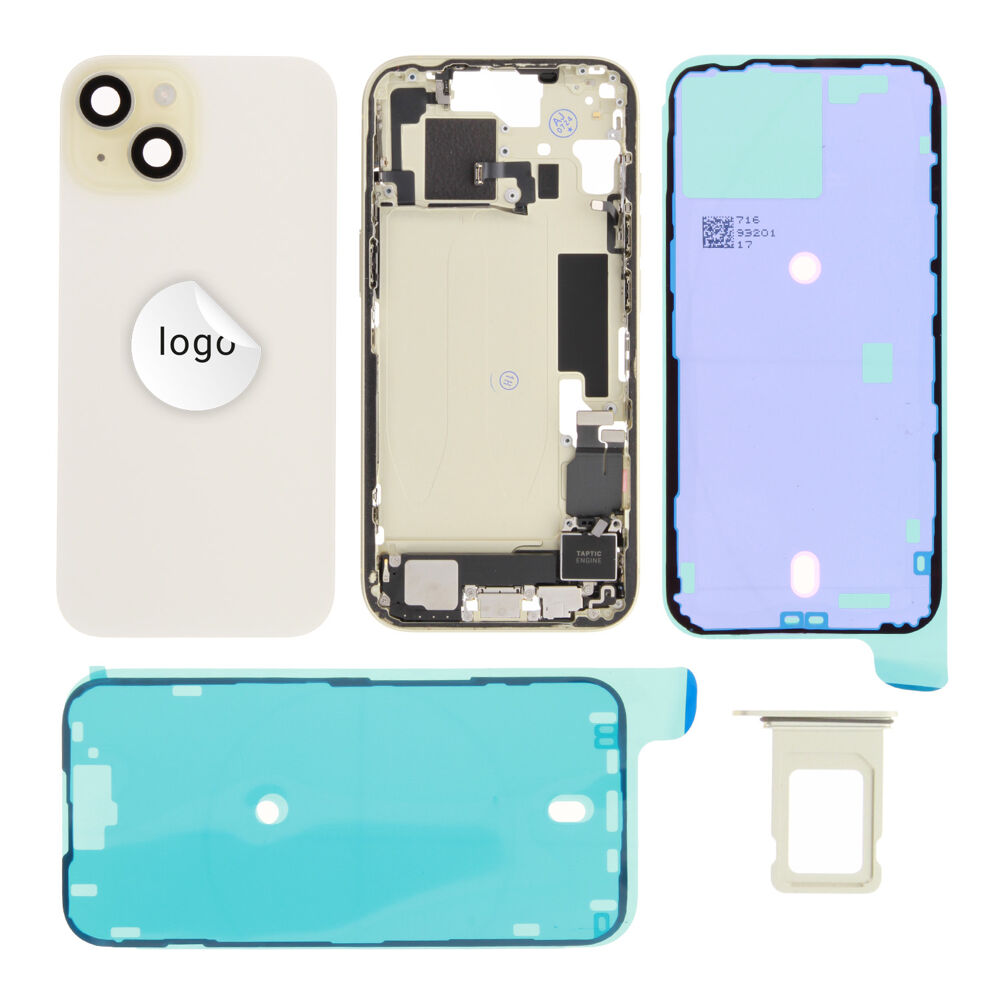 Rear Cover (Pulled B) incl. small parts - Yellow, For iPhone 15