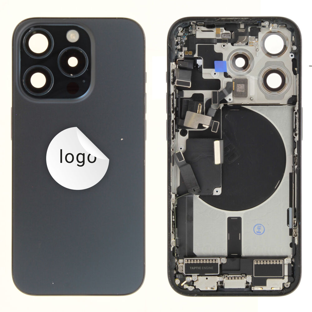 Rear Cover (Pulled C) incl. small parts - Blue, For iPhone 15 Pro
