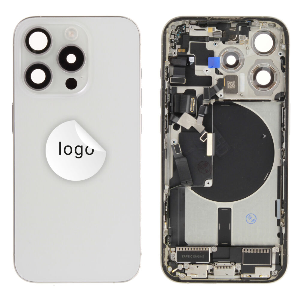 Rear Cover (Pulled C) incl. small parts - White, For iPhone 15 Pro