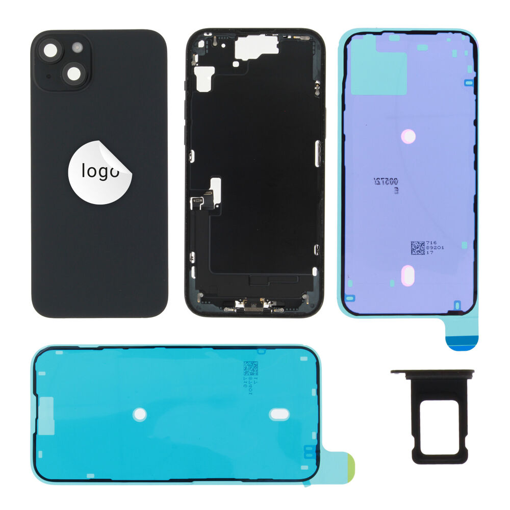 Rear Cover (Pulled C) incl. small parts - Black, For iPhone 15 Plus