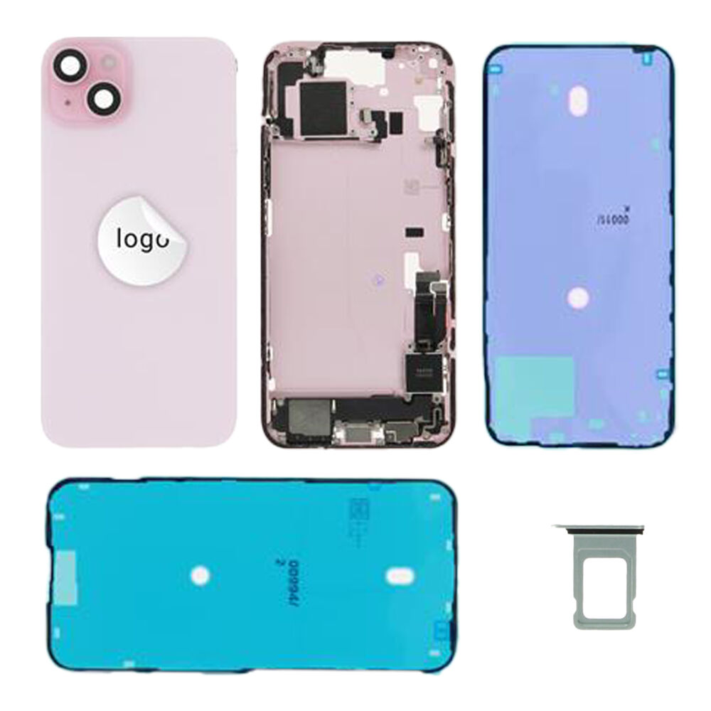 Rear Cover (Pulled C) incl. small parts - Pink, For iPhone 15 Plus