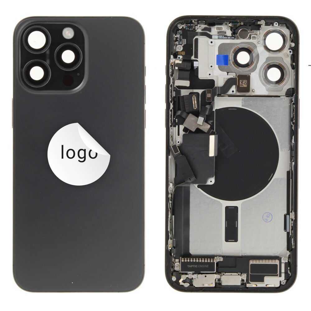 Rear Cover (Pulled B) incl. small parts - Black, For iPhone 15 Pro Max