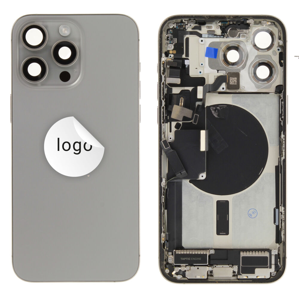 Rear Cover (Pulled C) incl. small parts - Grey, For iPhone 15 Pro Max
