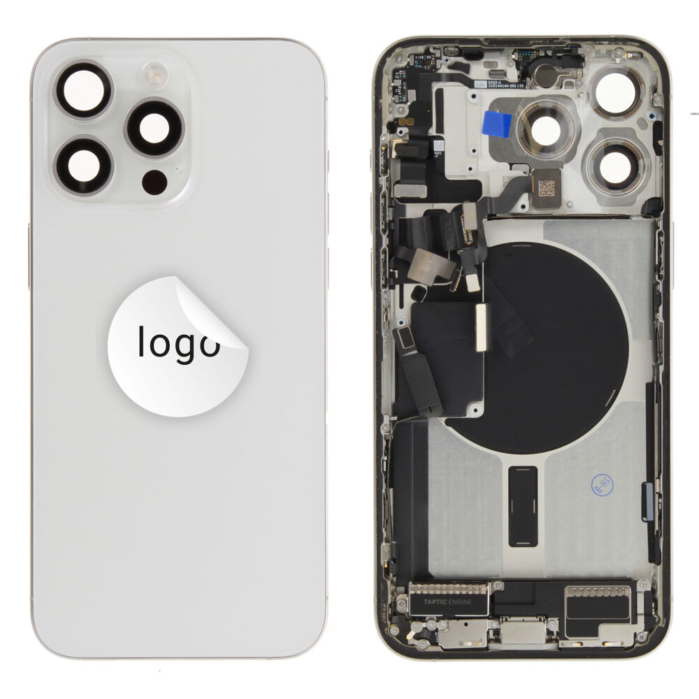 Rear Cover (Pulled B) incl. small parts - White, For iPhone 15 Pro Max