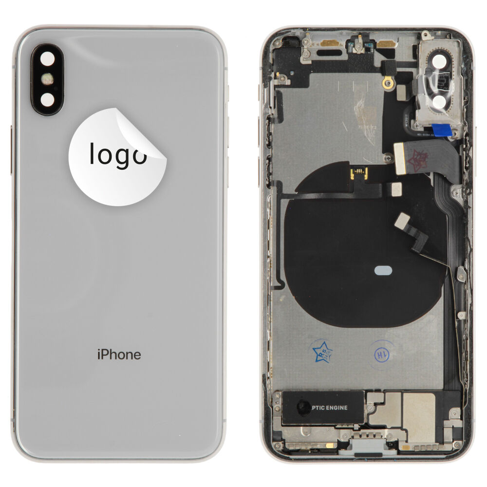 Rear Cover (Pulled B) incl. small parts - Silver, For iPhone X