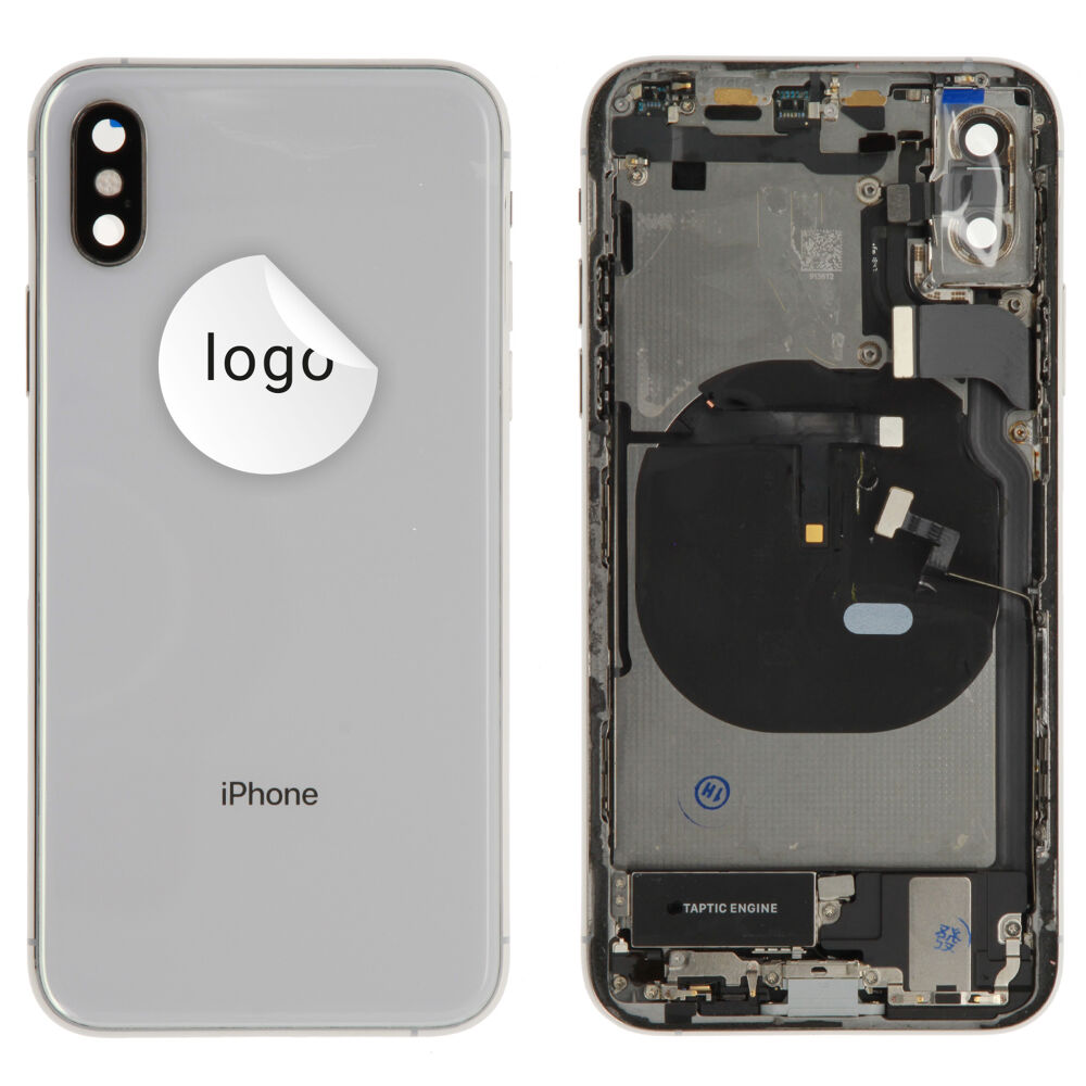 Rear Cover (Pulled B) incl. small parts - Silver, For iPhone XS