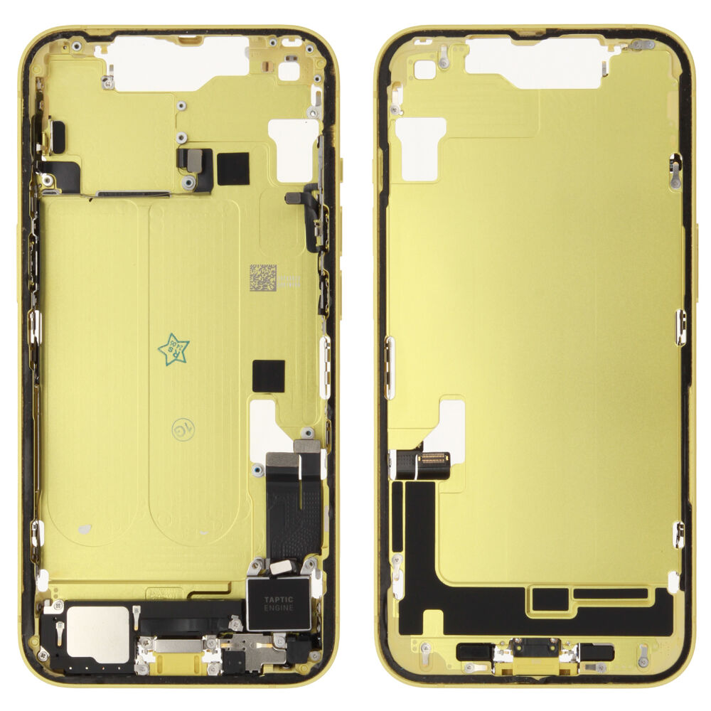 Middle Frame (Pulled B) incl. small parts - Yellow, For iPhone 14