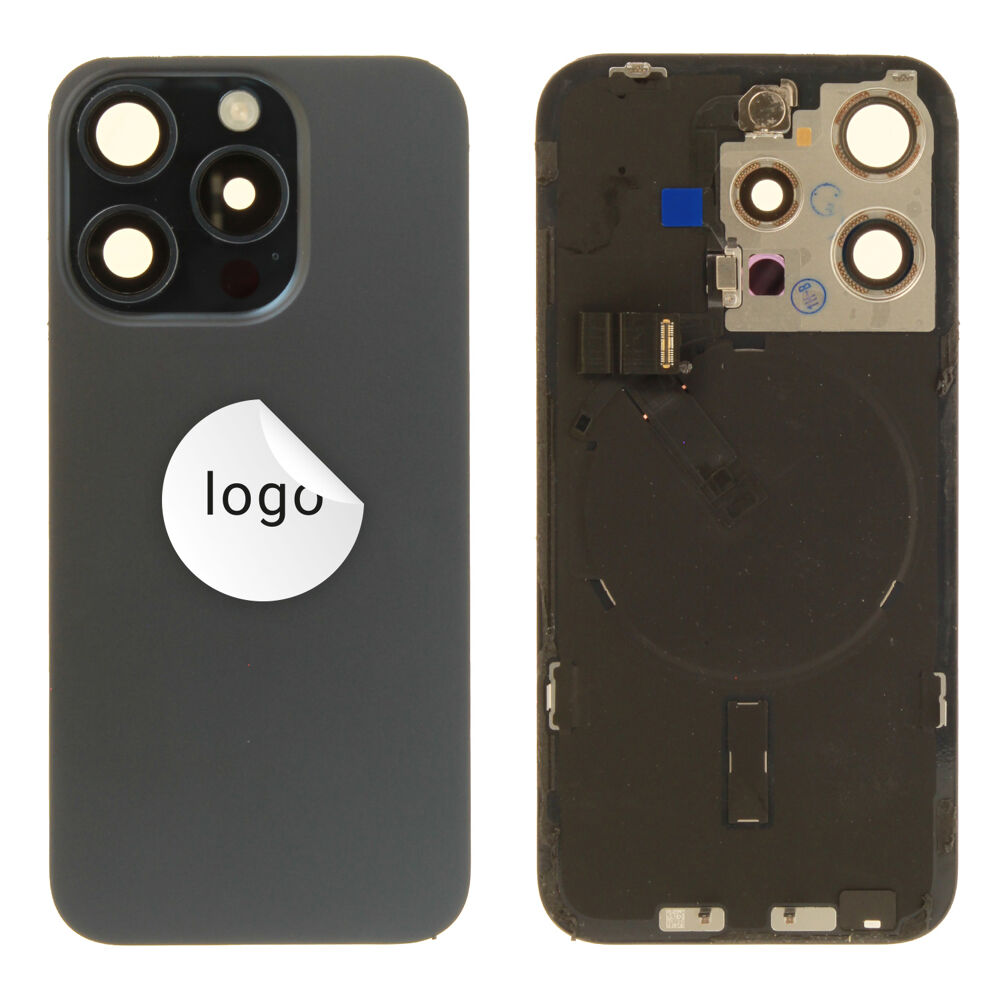 Back Glass (Pulled B) - Black, For iPhone 15 Pro