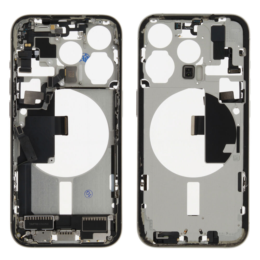 Middle Frame (Pulled B) incl. small parts - Grey, For iPhone 15 Pro